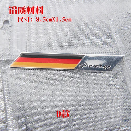 1 PCS 3D Aluminium Germany Flag Motorsport badge Emblem Chrome  Trunk Fender Sticker Long Square Shield Irregular Car Styling