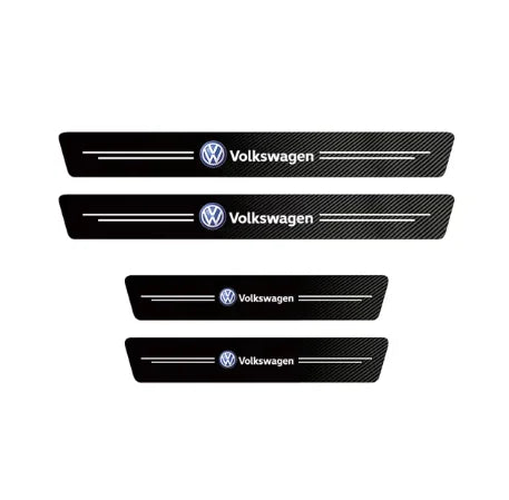 1/4/5Pcs Car Door Sill Scuff Plate Decor Carbon Fiber Stickers For Volkswagen VW Golf Polo Tiguan Passat Touareg Magotan Touran