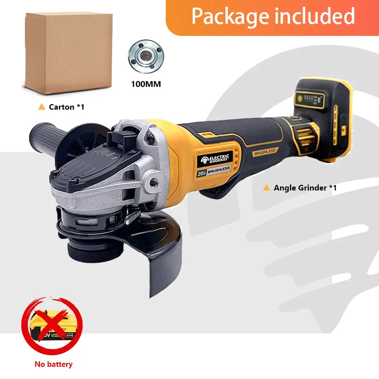 125MM Brushless Angle Grinder 4 Gears Cordless Cutting Machine Metal Grinding Polishing Power Tool For DeWalt 20V Battery