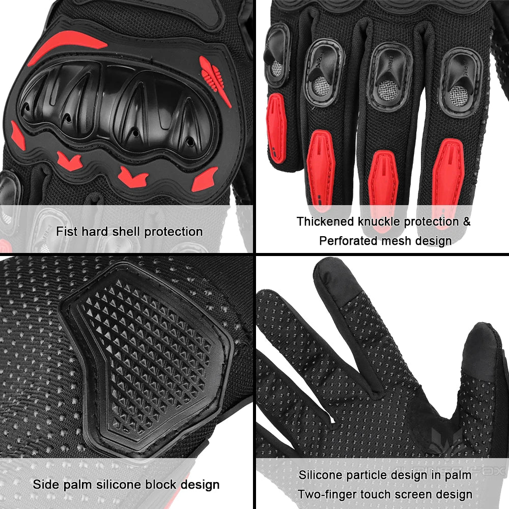 VEMAR Summer Motorcycle Gloves Men Black Full Finger Touchscreen Cycling ATV MTB Guantes Moto Luvas Bike Riding Glove Women Red