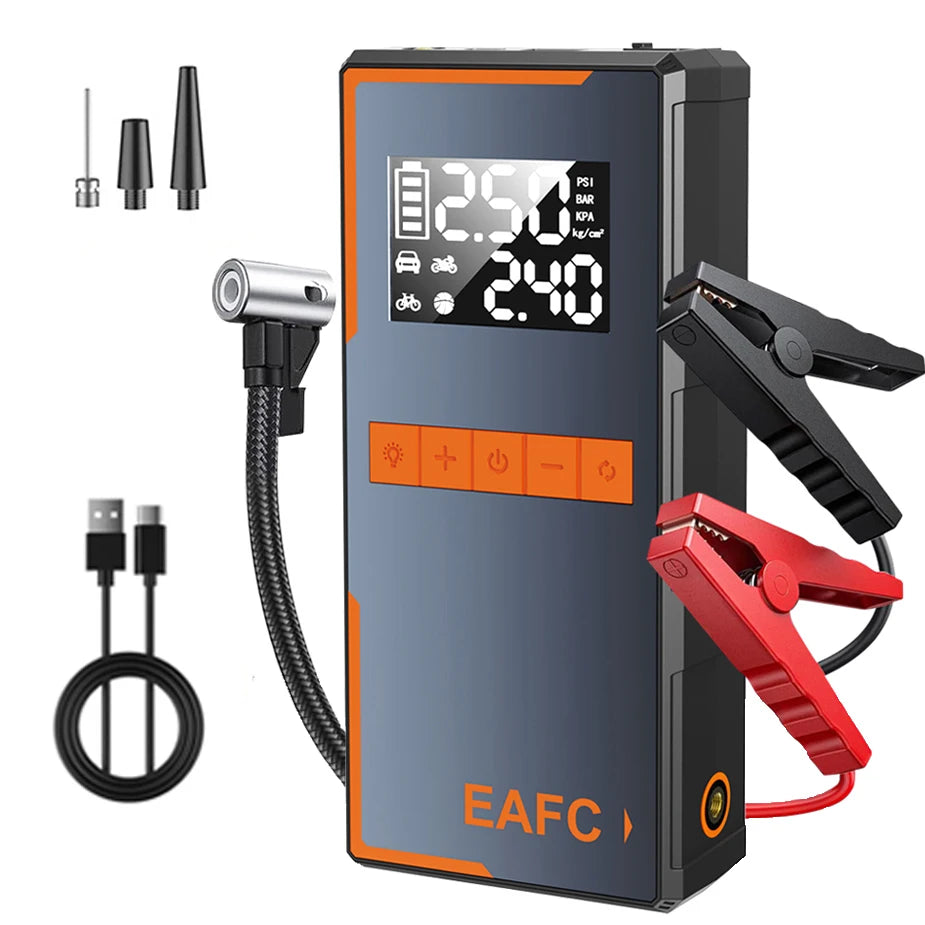 1200A Car Smart Jump Starter 150PSI Air Pump Compressor Portable Booster Charger Car Battery Emergency Starting Devied