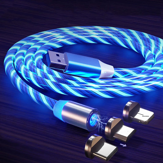 LED Lighting 360 Magnetic Cable Micro USB Type C Cable Fast Charging USB C Cable Magnetic Charger For Huawei Samsung Xiaomi