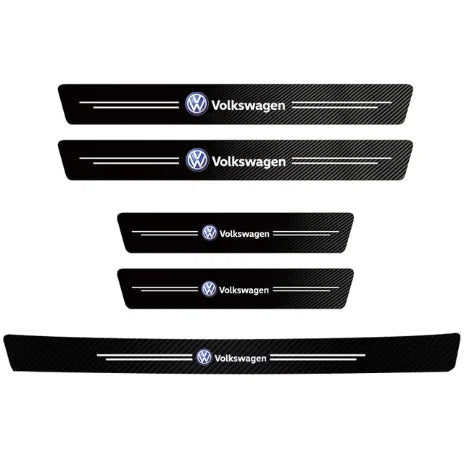 1/4/5Pcs Car Door Sill Scuff Plate Decor Carbon Fiber Stickers For Volkswagen VW Golf Polo Tiguan Passat Touareg Magotan Touran