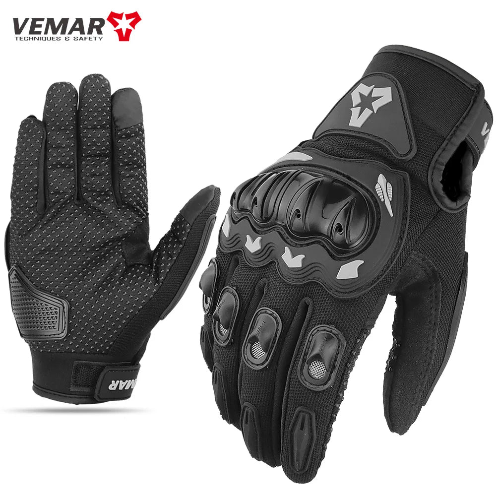 VEMAR Summer Motorcycle Gloves Men Black Full Finger Touchscreen Cycling ATV MTB Guantes Moto Luvas Bike Riding Glove Women Red