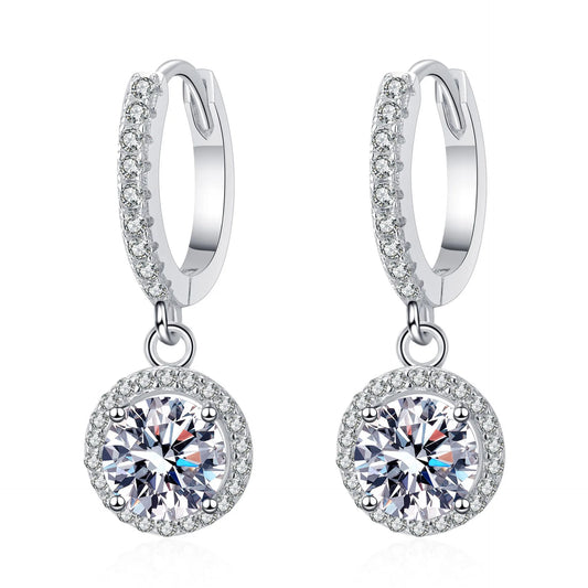 1ct Moissanite Drop Earring for Women Sparkling Diamond Earrings S925