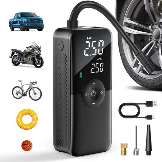 CARSUN Portable Tire Inflator Rechargeable Electric Inflator For Car  Bicycle Digital Air Compressor Football Ball Inflator Pump