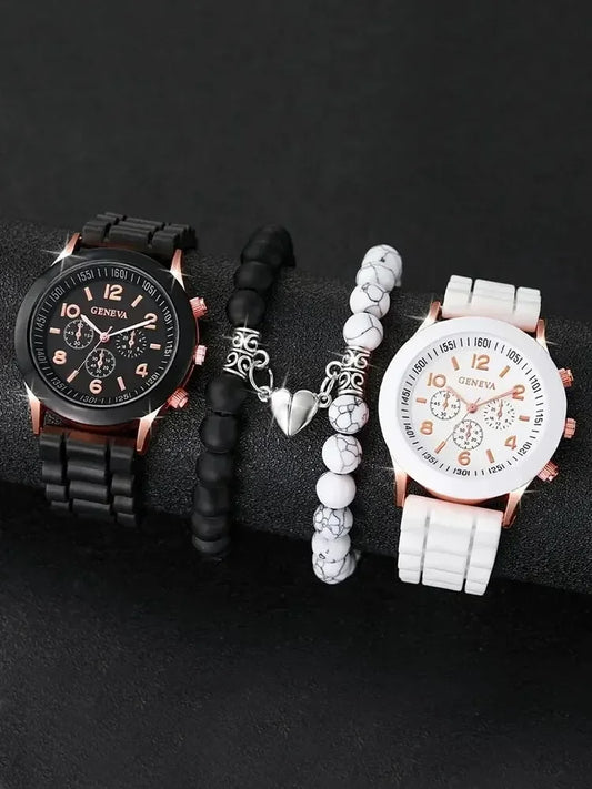 4pcs Fashionable, Minimalist, and Versatile Men AND WOMEN'S Couple Watch