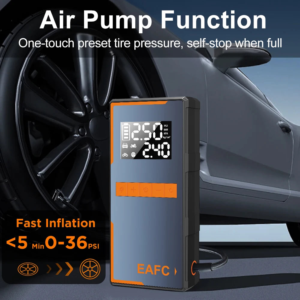 1200A Car Smart Jump Starter 150PSI Air Pump Compressor Portable Booster Charger Car Battery Emergency Starting Devied