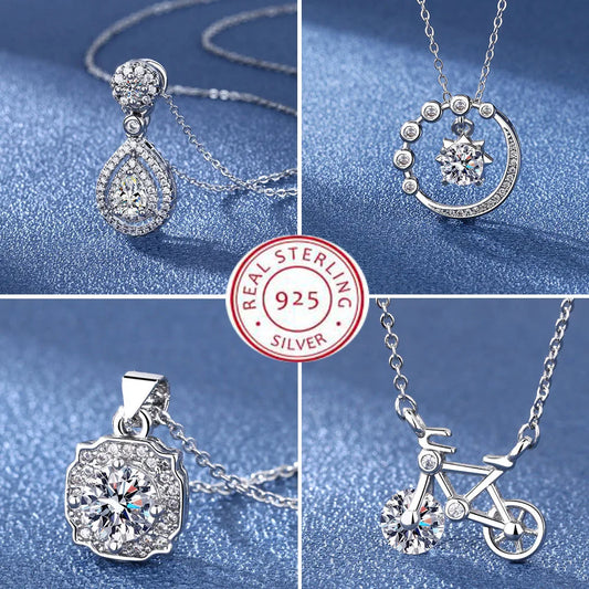 925 Sterling Silver Necklace For Women Round Pendent Sparkling Pave CZ Necklace Fashion Anniversary Birthday Jewelry Gifts N325